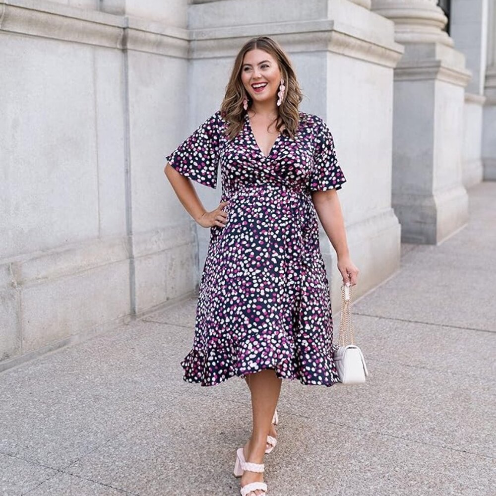 Caralyn Mirand Faux Wrap Navy Dress